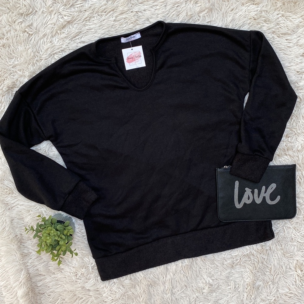 Jenny Boston Catch You L8er Crewneck Sweatshirt 💗 Black